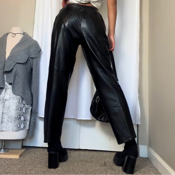 Italian Leather 80's Black Parachute Pants - Picture 2 of 3
